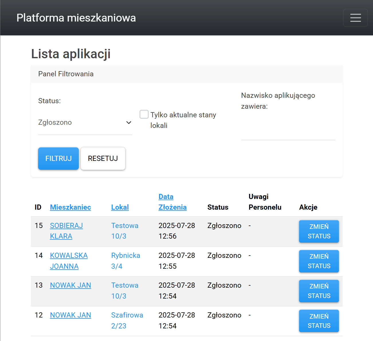 ESTATEciti - lista aplikacji